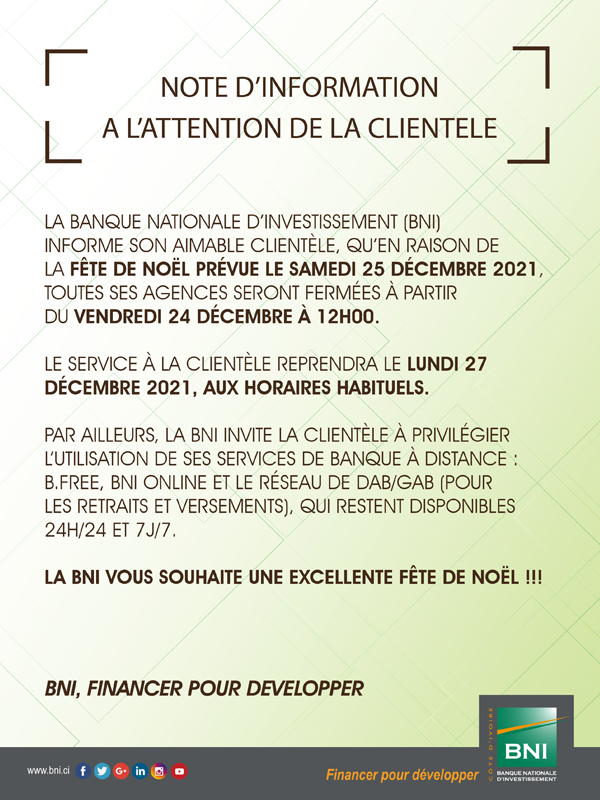 NOTE D'INFORMATION NOEL 2021