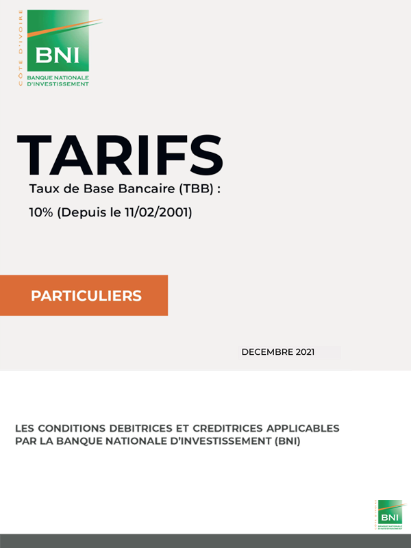 CONDITIONS DE BANQUE PARTICULIERS DÉCEMBRE 2021