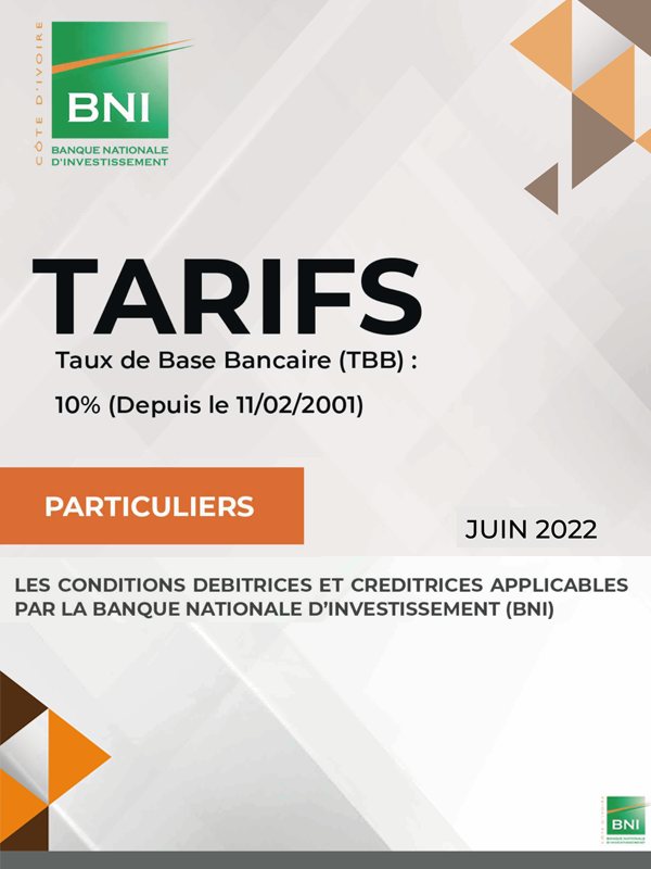 CONDITIONS DE BANQUE PARTICULIERS JUIN 2022